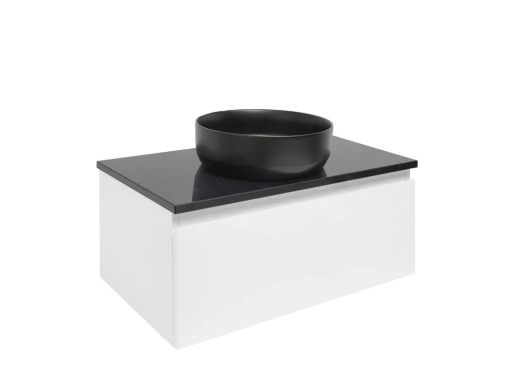 Novinka SAT Koupelnová skříňka SAT B-WAY 79x30x45 cm bílá lesk s krycí deskou v černé barvě BWAY80WTK