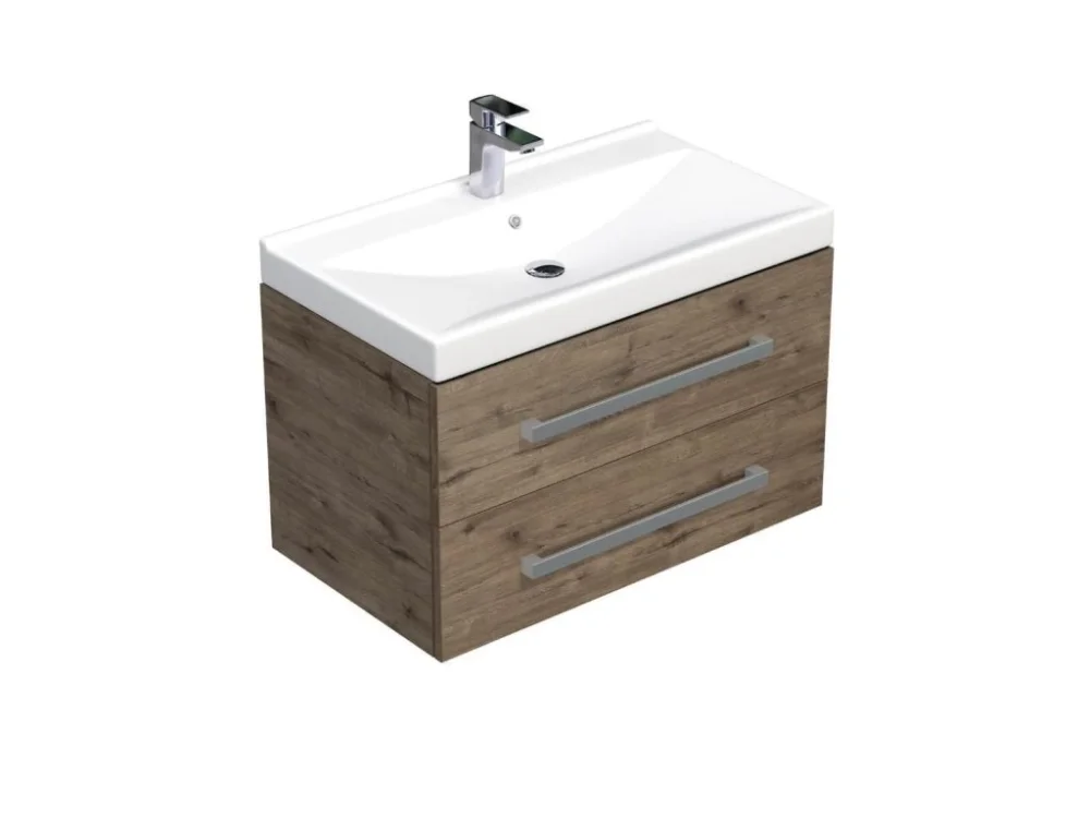 Tovární Cena SAT Koupelnová skříňka s umyvadlem SAT Cube Way 80x53x46 cm dub Wellington mat CUBE46802DWVER