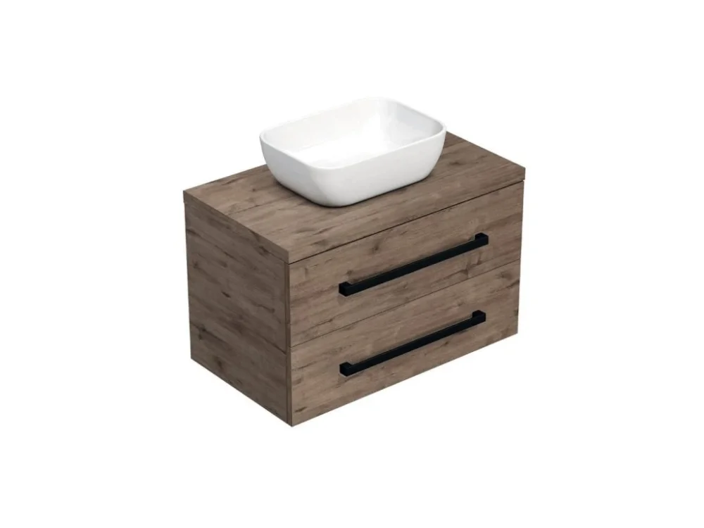 Ověřený SAT Koupelnová skříňka s černou úchytkou a krycí deskou SAT Cube Way 80x47,5x46 cm dub Wellington mat CUBE46C803DW45