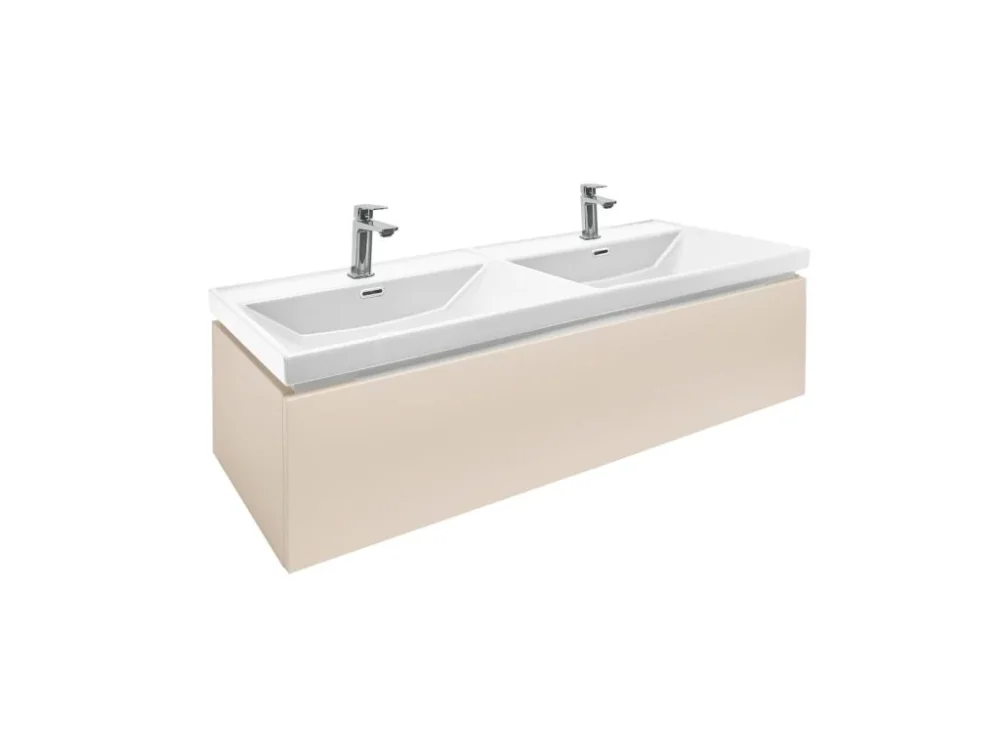 SAT Koupelnová skříňka s umyvadlem a bateriemi SAT Feel 120x30x44,8 cm pískově béžová mat SATFEEL120BEU4BA Sezónní Sleva