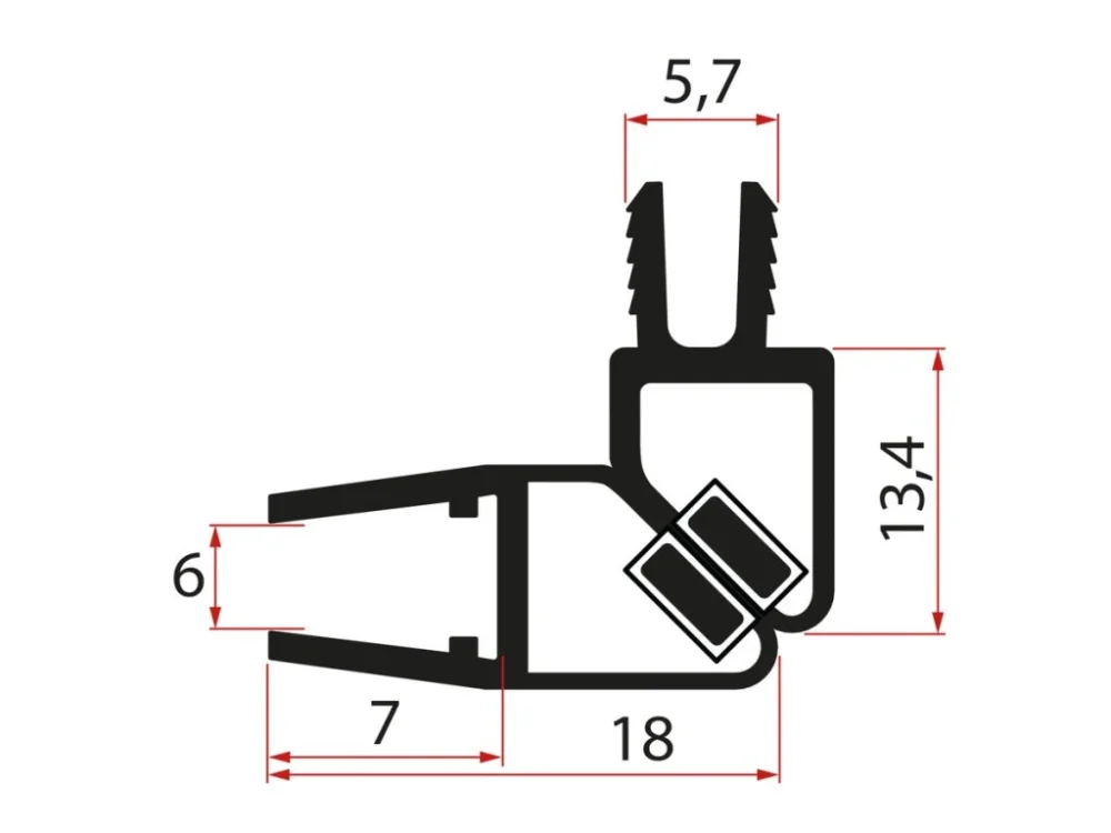 GELCO Set magnetických těsnění 45° pro sklo 6mm a profil, 2000mm, černá (2ks) NDGS07B Ihned K Objednání