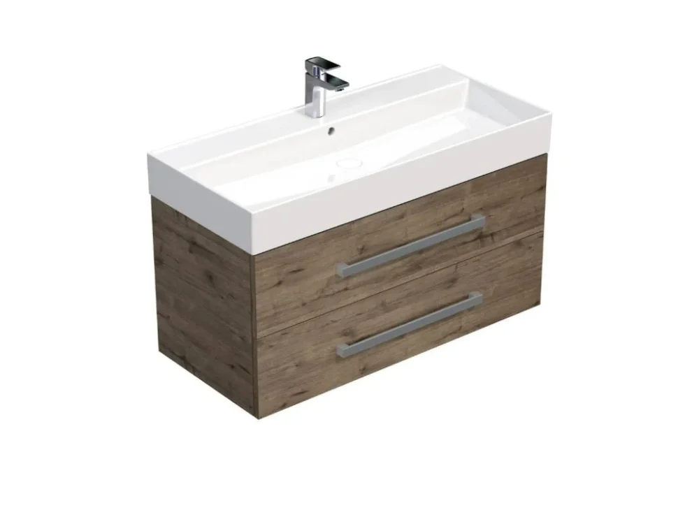 Omezená Nabídka SAT Koupelnová skříňka s umyvadlem SAT Cube Way 100x53x46 cm dub Wellington mat CUBE461002DWSAT