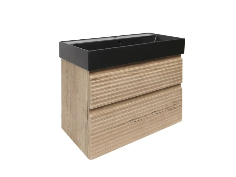 Cenový Hit Naturel Koupelnová skříňka 2 zásuvková s umyvadlem Naturel Savona 78x53x44,8 cm dub Halifax mat SAVONA280DHSATC