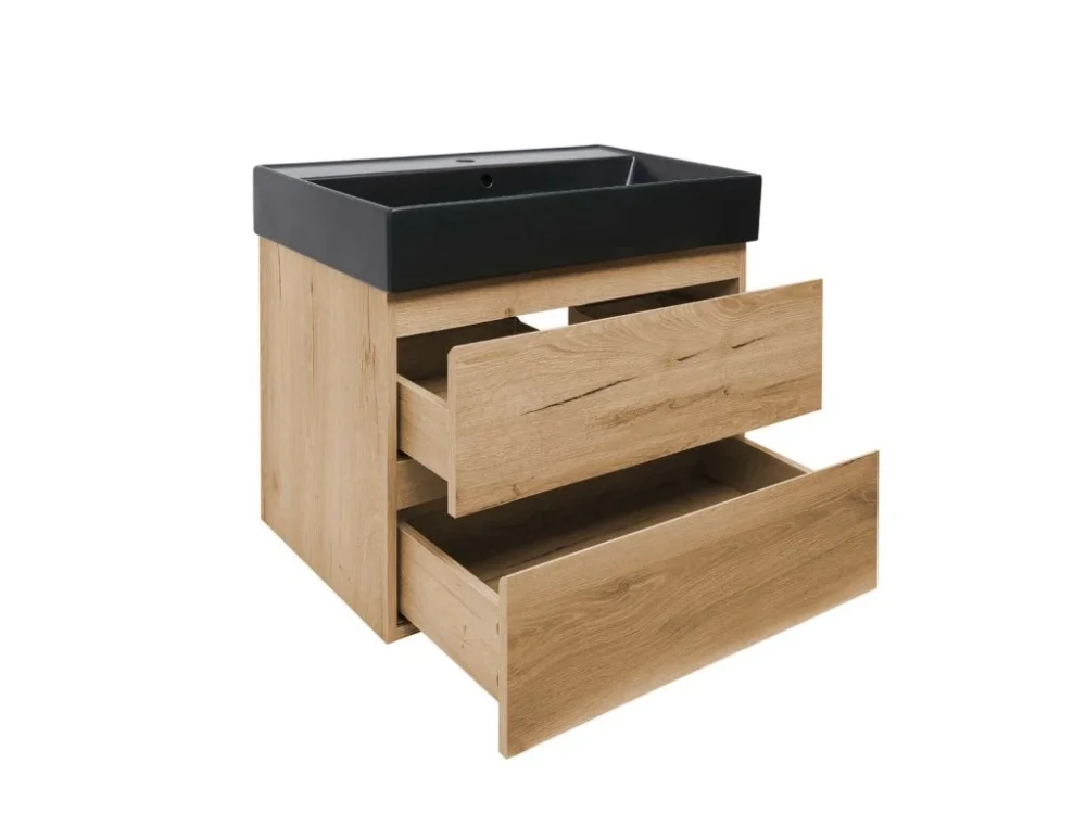 SAT Koupelnová skříňka 2 zásuvková s umyvadlem SAT B-Way 79x50x45 cm dub mat BWAY280OAKU2BB Pouze Dnes