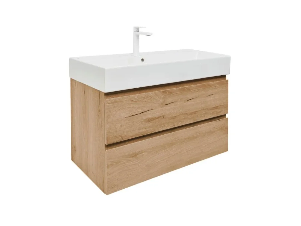 Expresní Doručení SAT Koupelnová skříňka 2 zásuvková s umyvadlem SAT B-Way 99x50x45 cm dub mat BWAY2100OAKU2BBI
