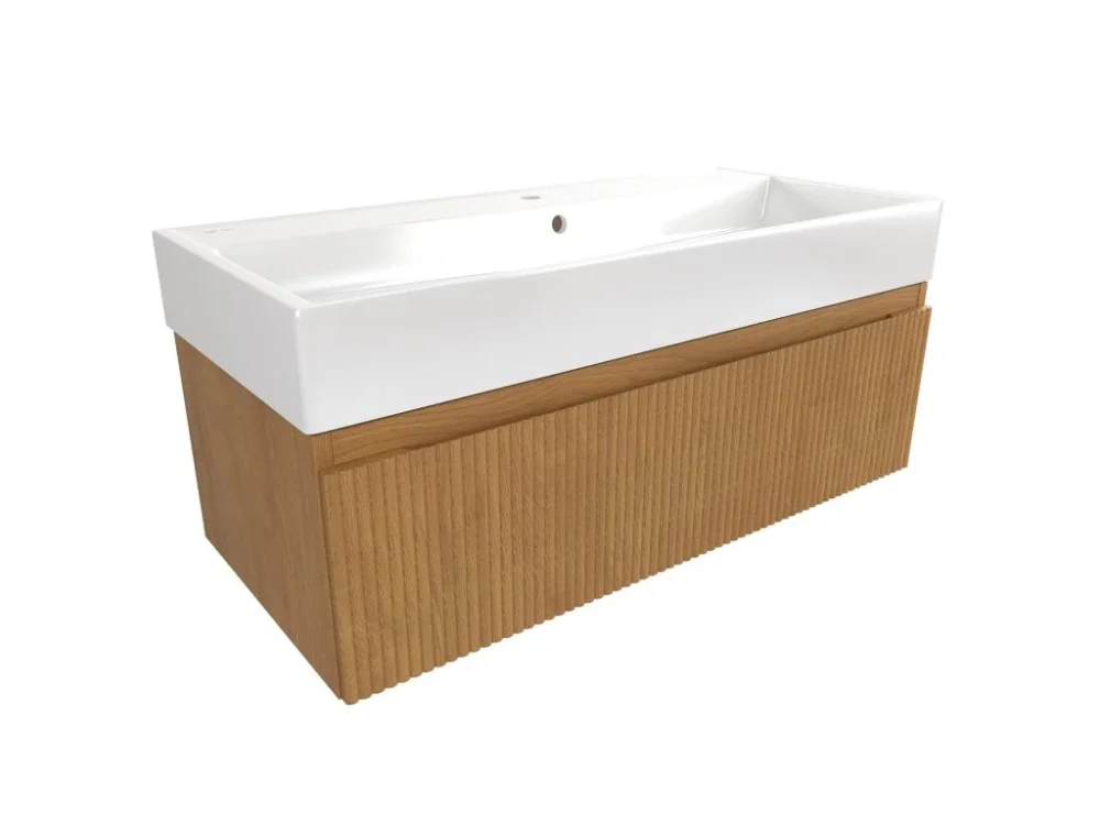 Nejprodávanější SAT Koupelnová skříňka s umyvadlem SAT Evolution 98x30x44,5 cm dub medový mat SATEVO100DMU2