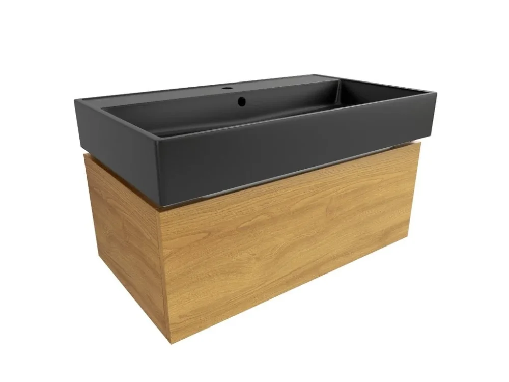 SAT Koupelnová skříňka s umyvadlem SAT Feel 80x30x46 cm medový dub mat SATFEEL80DMU3 Výprodej