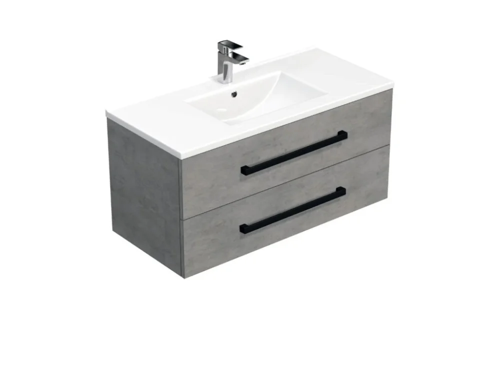 SAT Koupelnová skříňka s černou úchytkou a umyvadlem SAT Cube Way 100x53x46 cm beton mat CUBE46C1002BEMOD Dokud Zásoby Vydrží