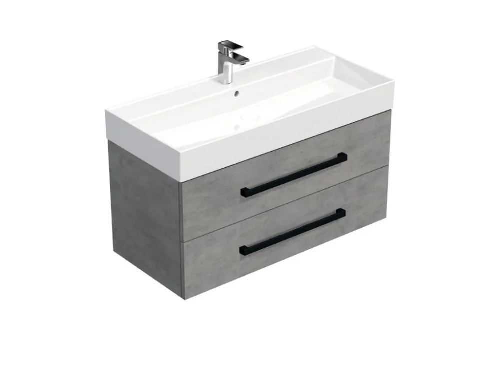 SAT Koupelnová skříňka s černou úchytkou a umyvadlem SAT Cube Way 100x53x46 cm beton mat CUBE46C1002BESAT Originální
