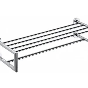 Zlevněný Sapho X-ROUND polička na ručníky dvojitá s hrazdou 600x160x225mm, chrom XR416