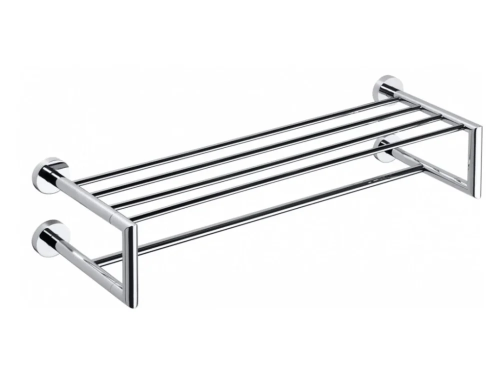Zlevněný Sapho X-ROUND polička na ručníky dvojitá s hrazdou 600x160x225mm, chrom XR416