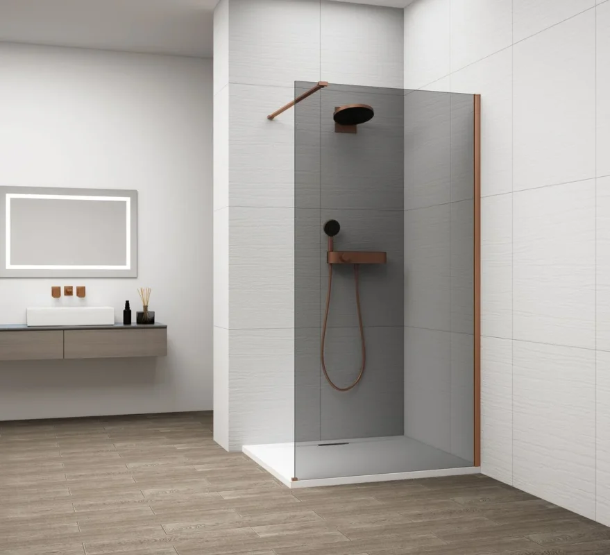 Polysan Esca Copper Matt Jednodílná Sprchová Zástěna K Instalaci Ke Stěně, Kouřové Sklo, 1100 Mm Výprodej