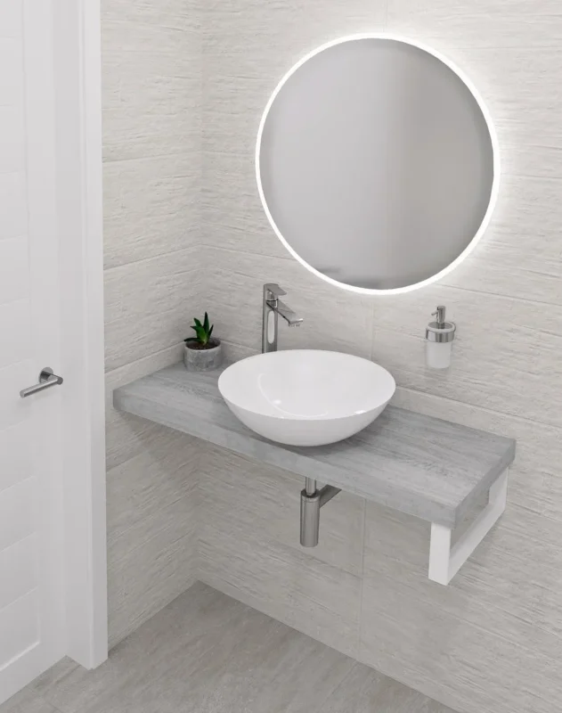 Sapho Avice Deska Pod Umyvadlo 220x36cm, Tl.5cm, Dub Starobílý Vysoce Kvalitní