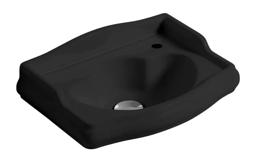 Kerasan Retro Keramické Umývátko 41x30cm, Otvor Pro Baterii Vpravo, černá Mat Nejlepší Cena