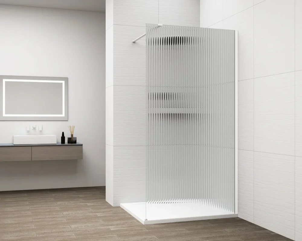 Polysan Esca White Matt Jednodílná Sprchová Zástěna K Instalaci Ke Stěně, Sklo Flute, 1300 Mm Jen Po Omezenou Doba