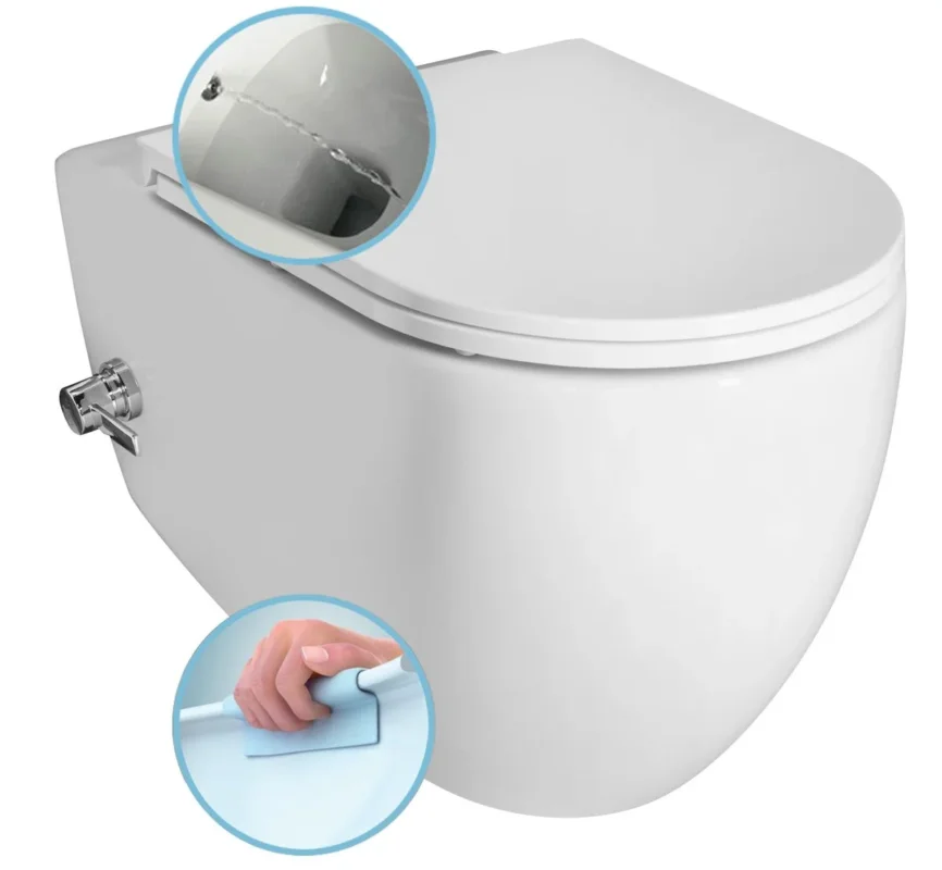 Isvea Infinity Cleanwash Závěsná Wc Mísa, Integrovaný Ventil A Bidet. Sprška, Rimless, 36,5x53cm, Bílá Sezónní Sleva