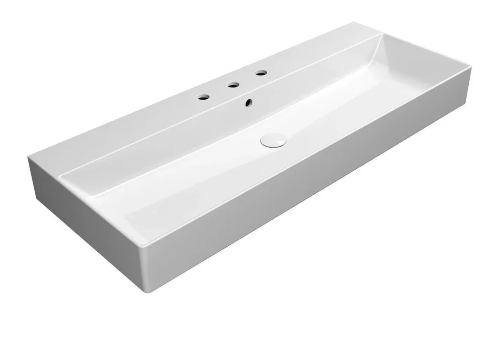 Sezónní Sleva Gsi Kube X Keramické Umyvadlo 120x47cm, 3 Otvory, Bílá Extra Glaze