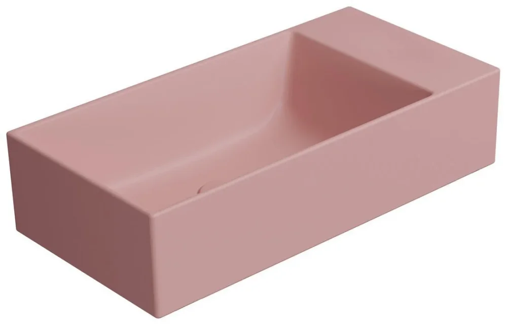 Akční Cena Gsi Kube X Keramické Umývátko 50x25cm, Bez Otvoru, Pravé/levé, Blush Mat