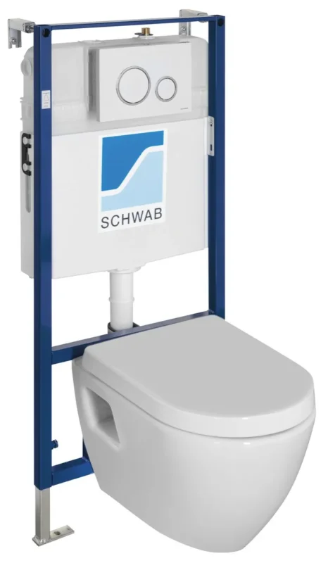 Speciální Cena Sapho Závěsné Wc Nera S Podomítkovou Nádržkou A Tlačítkem Schwab, Bílá