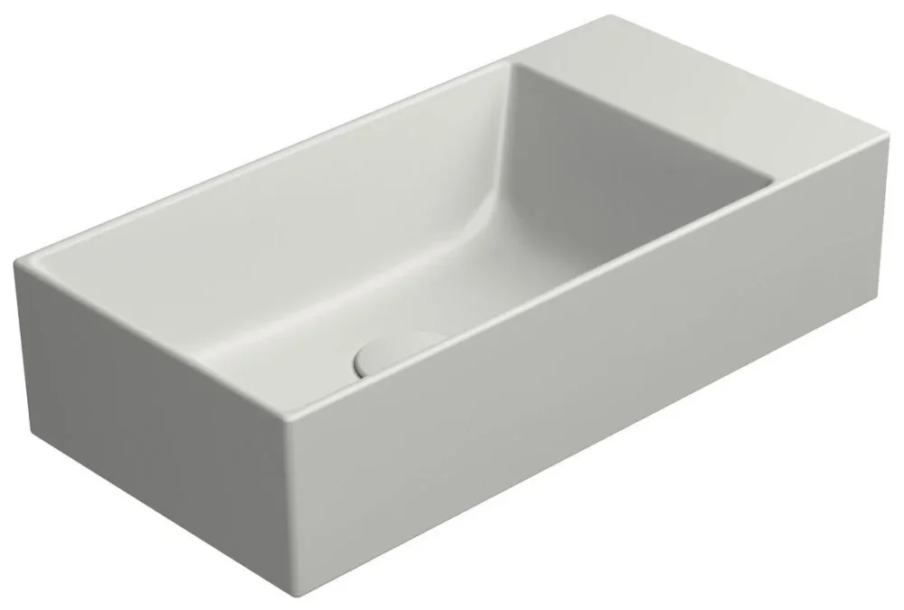 Zlevněný Gsi Kube X Keramické Umývátko 50x25cm, Broušená Spodní Hrana, Bez Otvoru, Pravé/levé, Cenere Mat