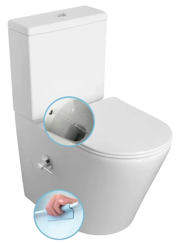 Sapho Paco Cleanwash Wc Kombi, Integrovaná Baterie A Bidet. Sprška, Spodní/zadní Odpad, Bílá Nízká Cena