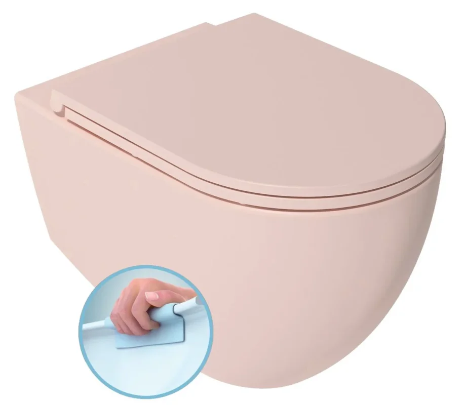 Isvea Infinity Závěsná Wc Mísa, Rimless, 36,5x53cm, Růžová Salmon Doprava Zdarma