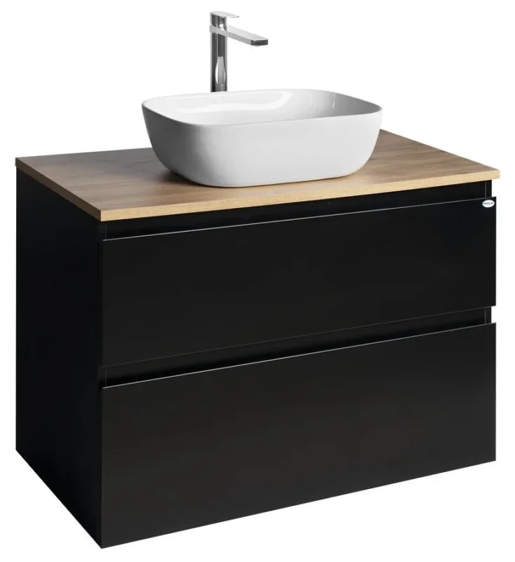 Aqualine Altair Skříňka S Deskou 87,5 Cm, černá Mat/dub Emporio Speciální Cena