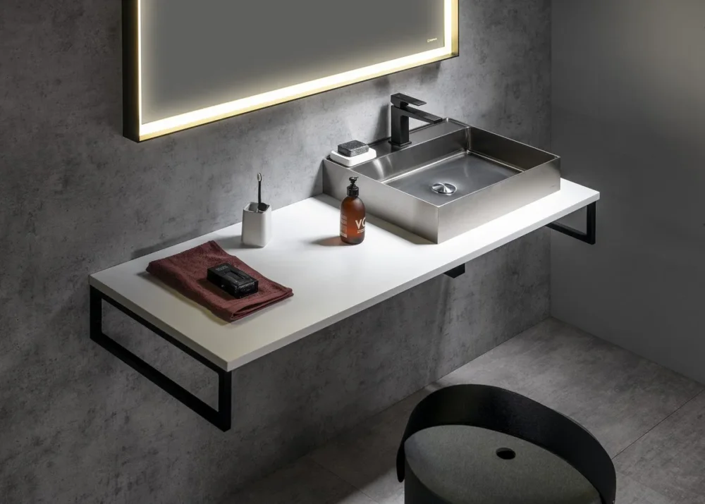 Sapho Plato Deska Rockstone 800x24x500mm, Bílá Mat Akce