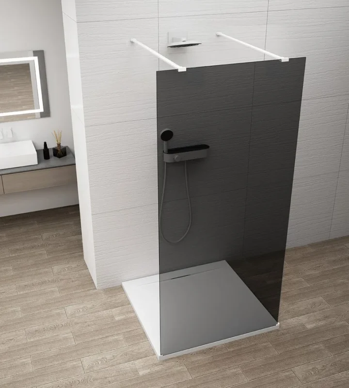 Sezónní Sleva Polysan Esca White Matt Jednodílná Sprchová Zástěna Do Prostoru, Kouřové Sklo, 1100 Mm