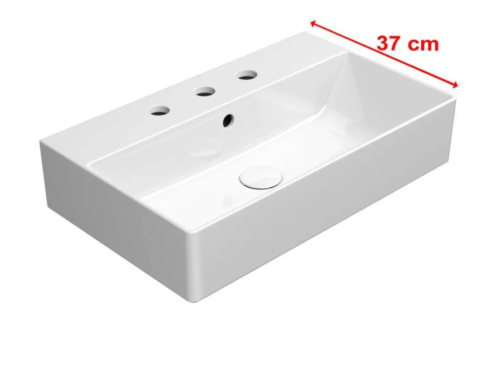 Gsi Kube X Keramické Umyvadlo 60x37cm, Broušená Spodní Hrana, 3 Otvory, Bílá Extraglaze Novinka