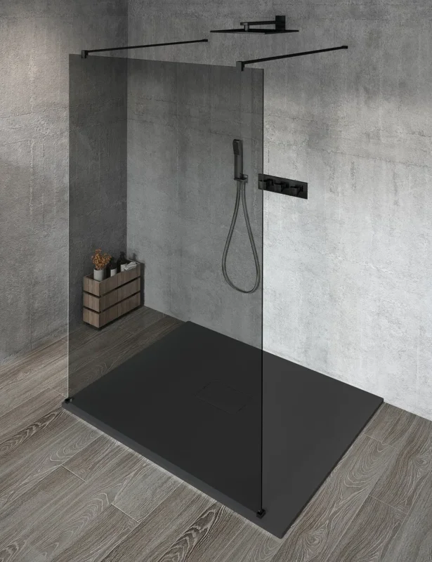 Gelco Vario Black Jednodílná Sprchová Zástěna Do Prostoru, Kouřové Sklo, 900 Mm Nová Kolekce