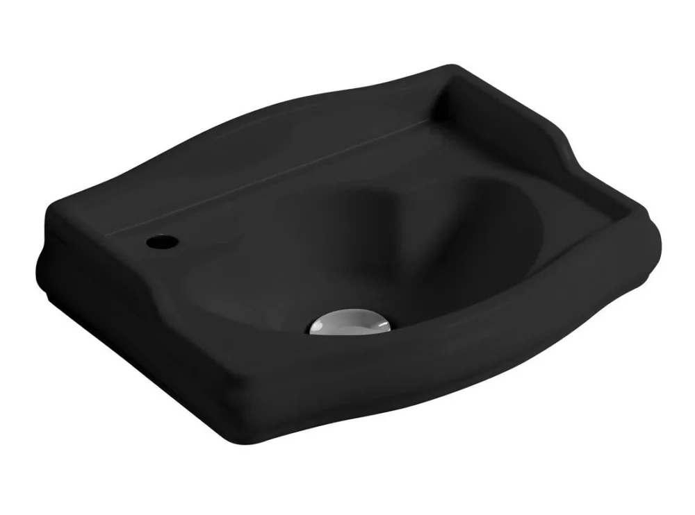 Kerasan Retro Keramické Umývátko 41x30cm, Otvor Pro Baterii Vlevo, černá Mat Expresní Doručení