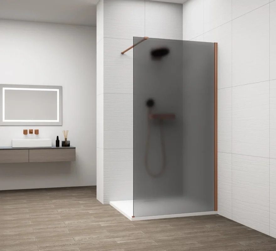 Polysan Esca Copper Matt Jednodílná Sprchová Zástěna K Instalaci Ke Stěně, Kouřové Matné Sklo, 1100 Mm Víkendová Akce