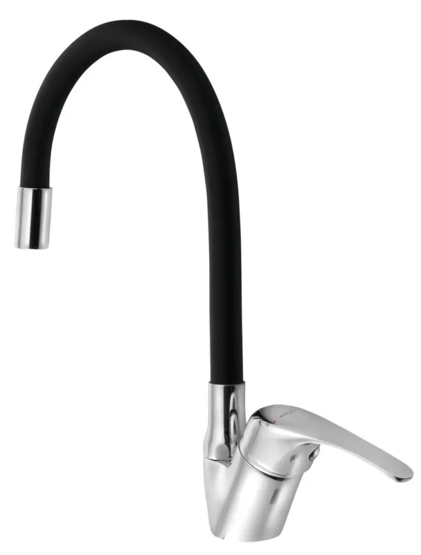 Aqualine Kasiopea 35 Stojánková Dřezová Baterie, Flexibilní Ramínko, Chrom/černá Mat Levný