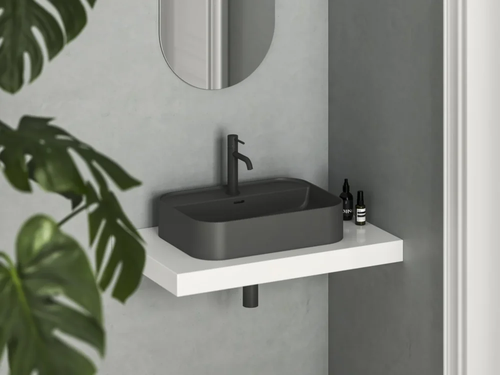 Umyvadlo Ceramic Slim Shelf R - Umyvadlo Ceramic Slim Shelf R 55, s otvorem pro baterii, s přepadem, antracit XJX03155004 Vrácení Zdarma