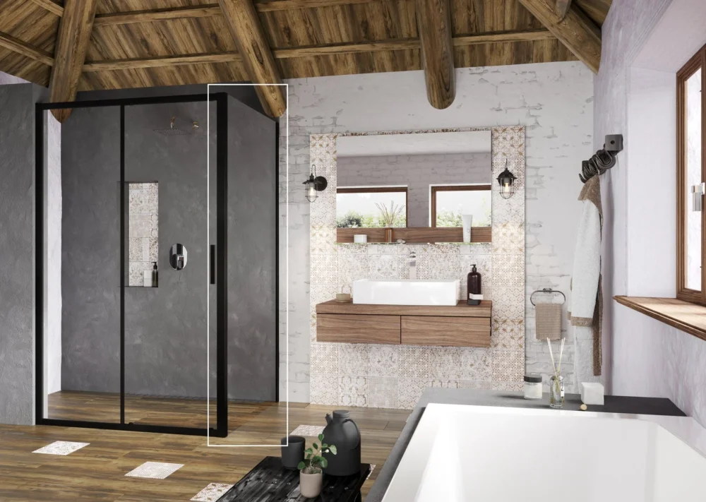 Pevná stěna Blix Slim BLSPS - BLSPS 90, černá+transparent X9BM70300Z1 Akce