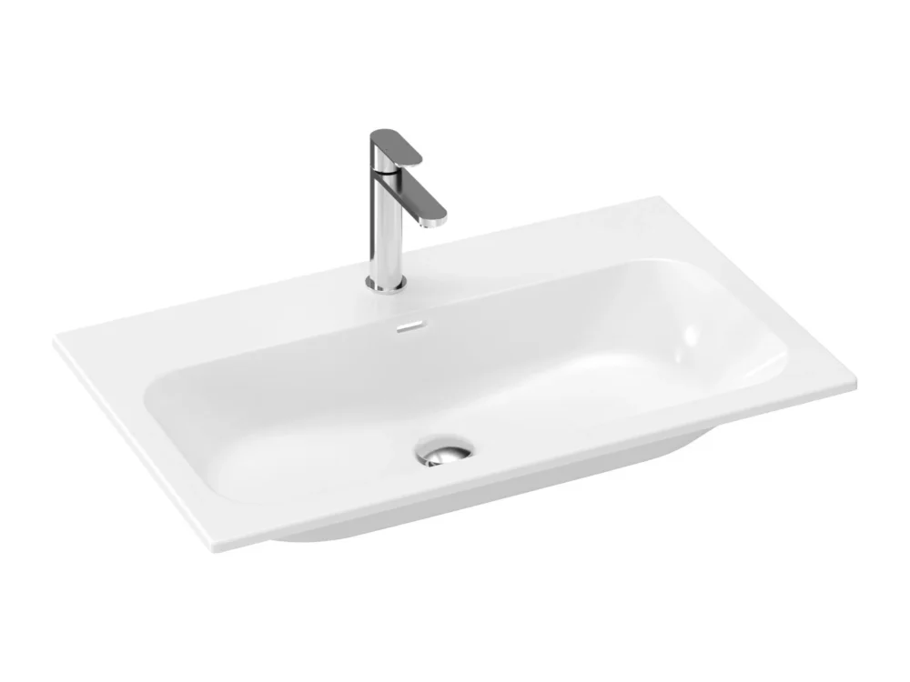 Novinka Umyvadlo Chrome Slim, keramické - Umyvadlo Chrome Slim 80 keramické, s otvorem pro baterii, s přepadem, bílá XJX01180002