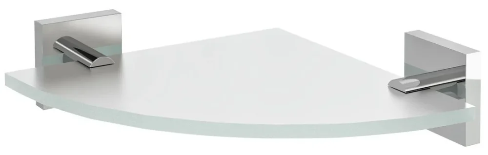 Sapho X-square Skleněná Police Rohová, čtvrtkruhová 200x200mm, Chrom/mléčné Sklo Expresní Doručení
