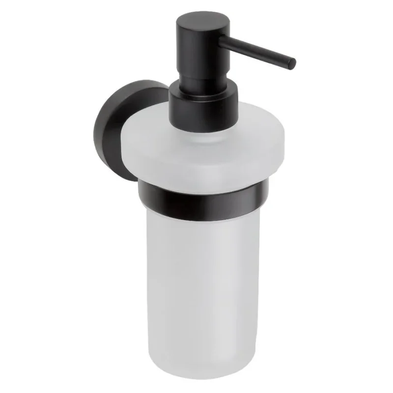 Sapho X-round Black Dávkovač Mýdla 230ml, Mléčné Sklo, černá Mat Vrácení Zdarma