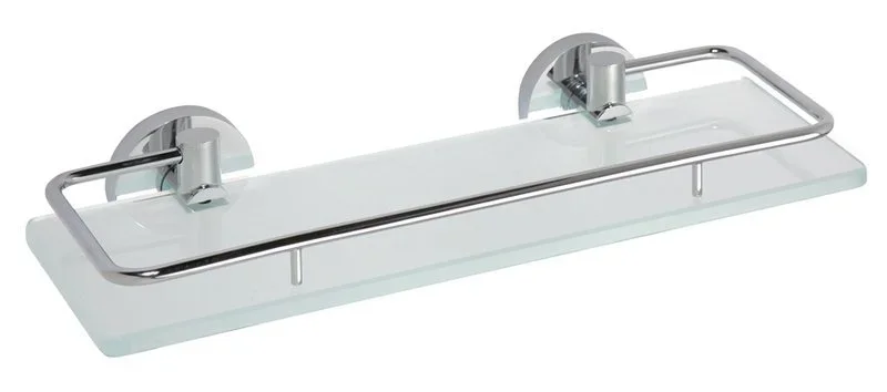 Sapho X-round E Skleněná Polička S Výklopnou Hrazdou 300x130mm, Mléčné Sklo, Chrom Rychlé Dodání