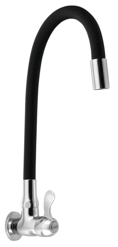 Výprodej Aqualine Nástěnný Kulový Ventil 1/2", Flexibilní Ramínko, Chrom/černá Mat