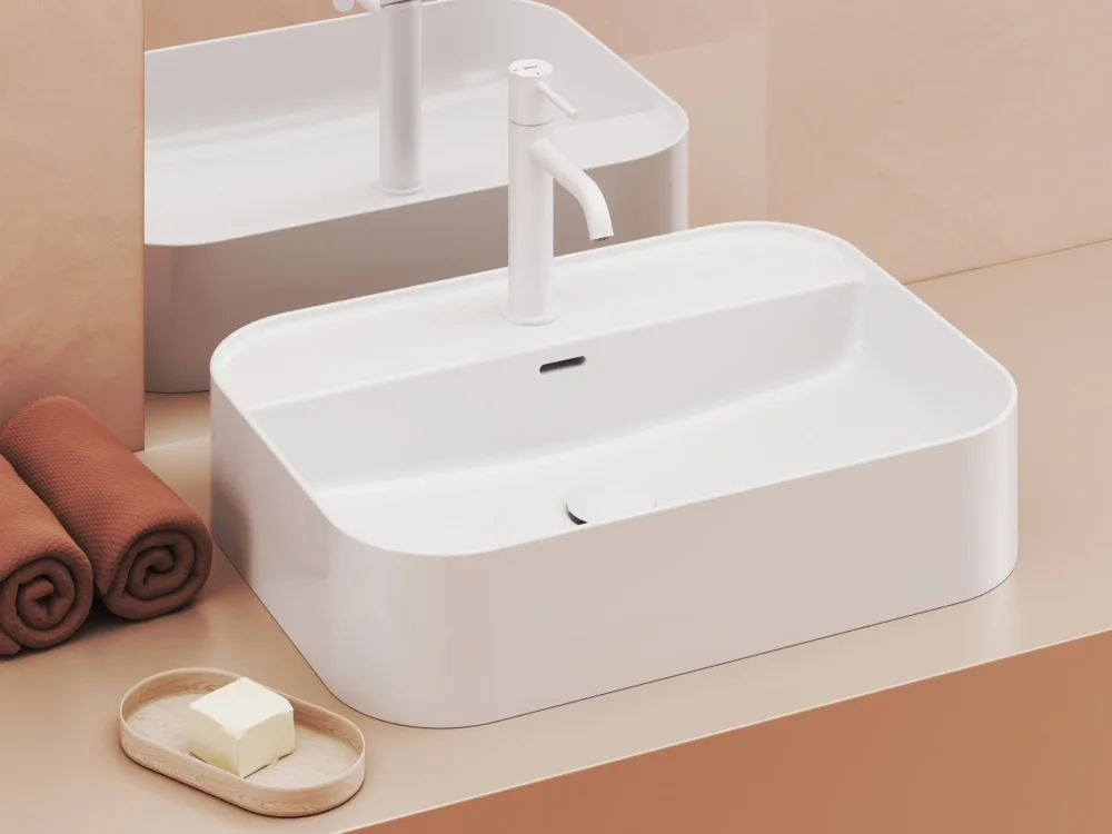 Umyvadlo Ceramic Slim Shelf R - Umyvadlo Ceramic Slim Shelf R 55, s otvorem pro baterii, s přepadem, bílá XJX01155005 Finální Výprodej