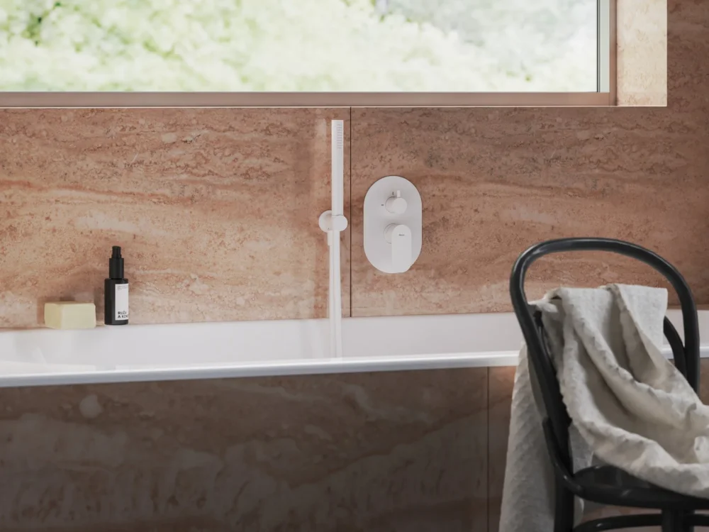 Podomítková baterie Eleganta EL 065.00, s přepínačem, pro R-box - EL 065.10WV.O2.RB07E Podomítková baterie 2-cestná bez tělesa, White Velvet X070264 Novinka
