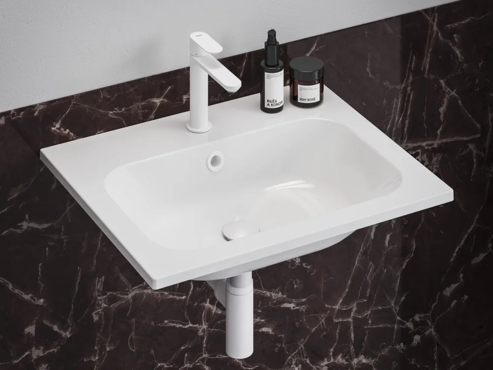 Umyvadlová stojánková baterie Eleganta BeCool EL 012.01 - EL 012.11WV Umyvadlová stojánková baterie BeCool 170 mm bez výpusti, White Velvet X070410 Doprava Zdarma