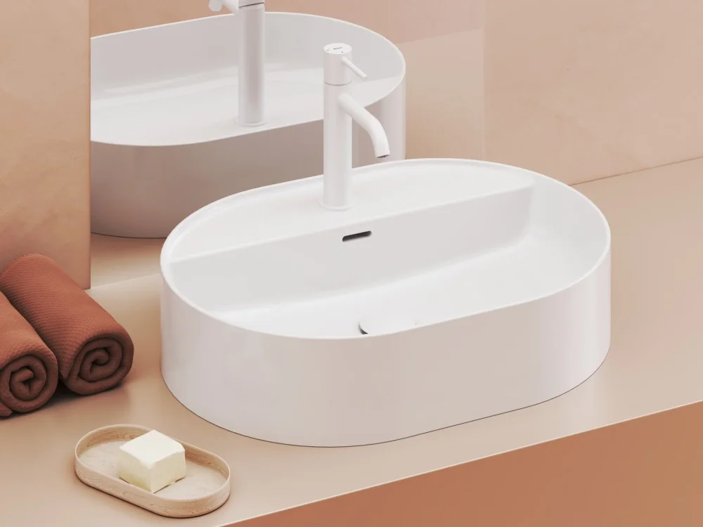 Umyvadlo Ceramic Slim Shelf O - Umyvadlo Ceramic Slim Shelf O 55, s otvorem pro baterii, s přepadem, bílá XJX01155003 Jen Po Omezenou Doba