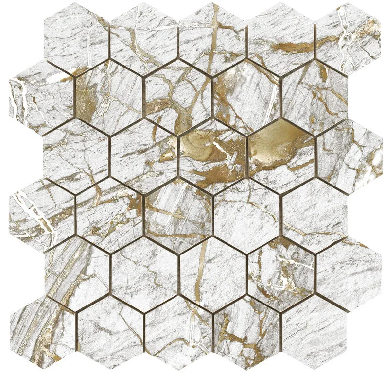Bezpečná Platba Dlažba jako mramor Cifre Golden Hexagon White 26x27 Luc.