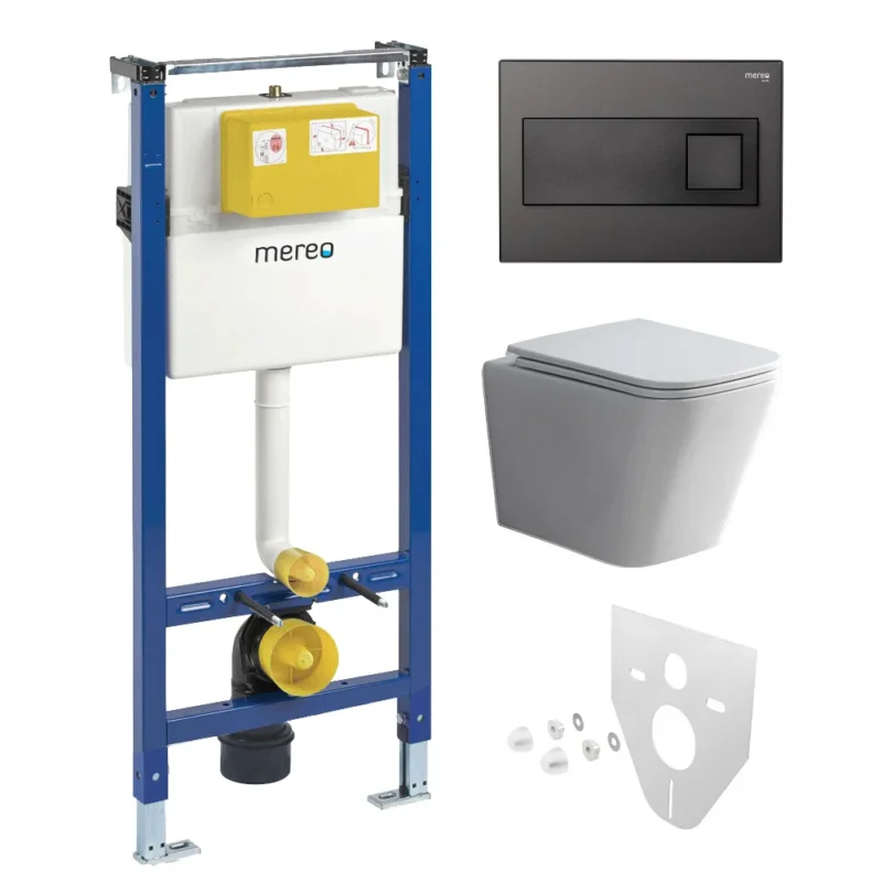 Oblíbený Mereo Wc Set - Smart Flush Rimless Wc Hranaté, Modul Pro Sádrokarton, černé Hranaté Tlačítko