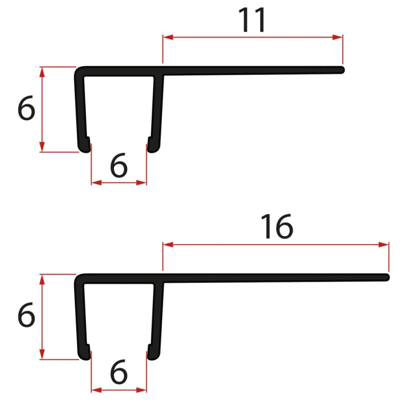 Gelco Set Svislých Těsnění Pro Sklo 6/6mm, 1900mm, černá (2ks) Víkendová Akce