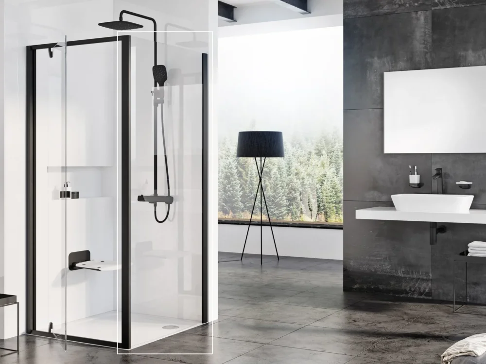 Pevná stěna Pivot PPS - PPS 90, černá+transparent 90G70300Z1 Výprodej