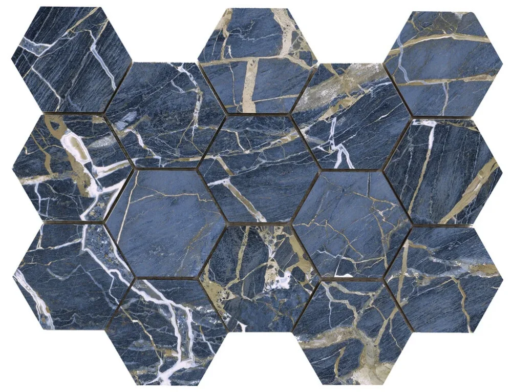 Doprava Zdarma Dlažba jako mramor Cifre Golden Hexagon Ample Blue 22,5x32,5 Luc.